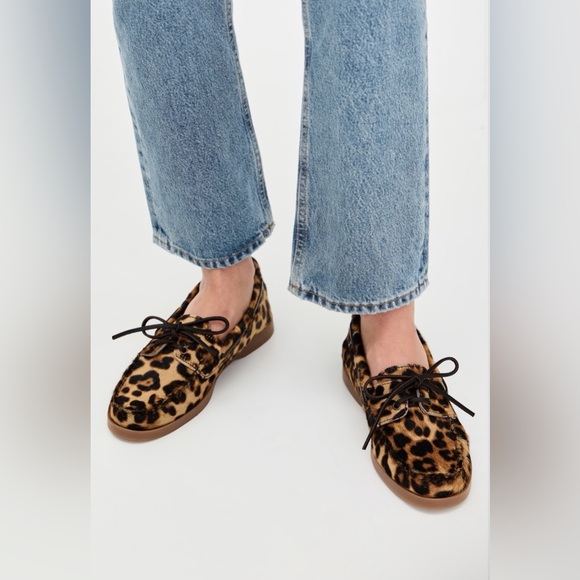 Manebi Leopard Print Women's Boat Shoes Loafers Ponyhair - Picture 4 of 4